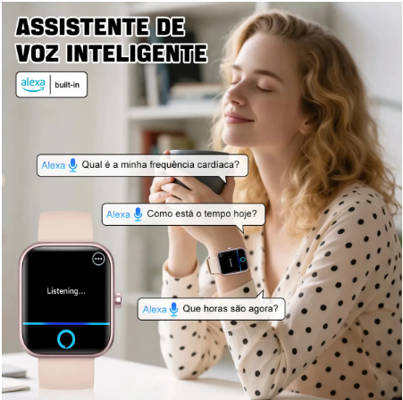 Relógio Inteligente Smartwatch Alexa Chamadas NOVANTE Masculino Feminino Esportivo